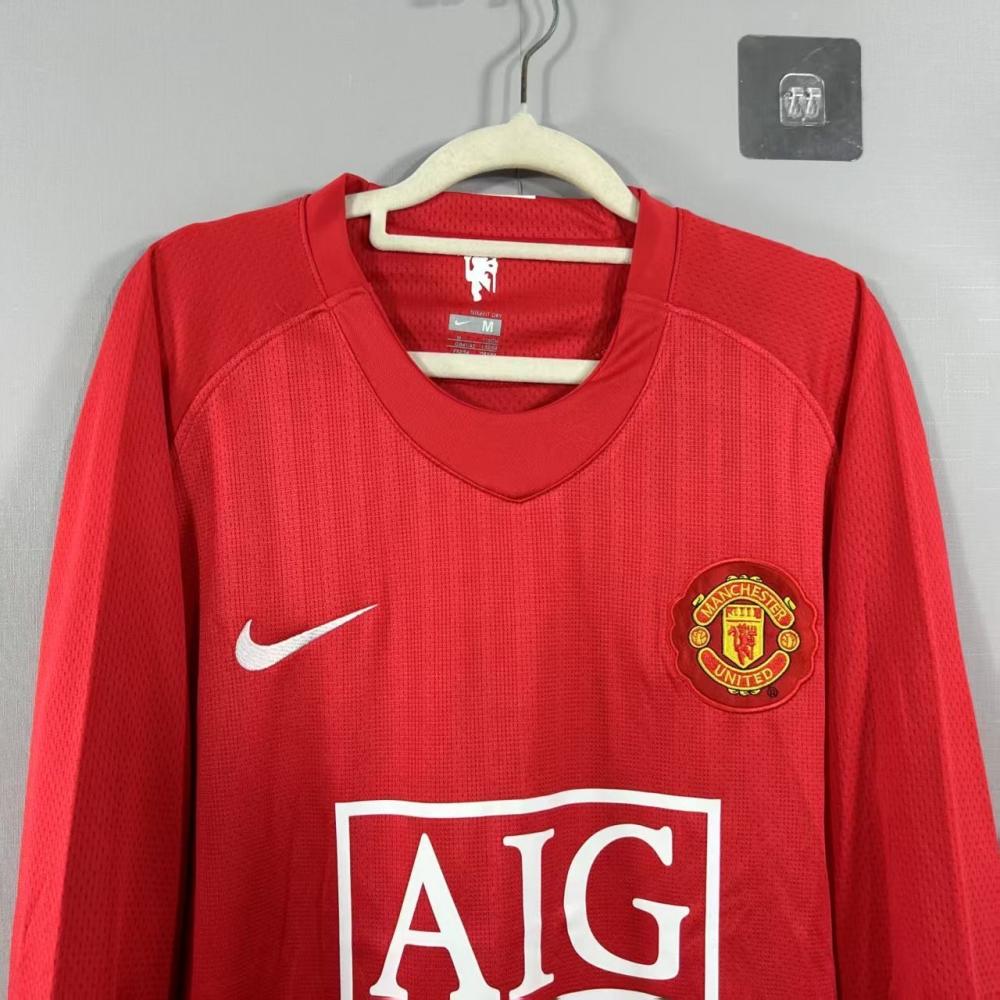 Retro Long Sleeve 07-08 Manchester United Champions League Version Home Jersey