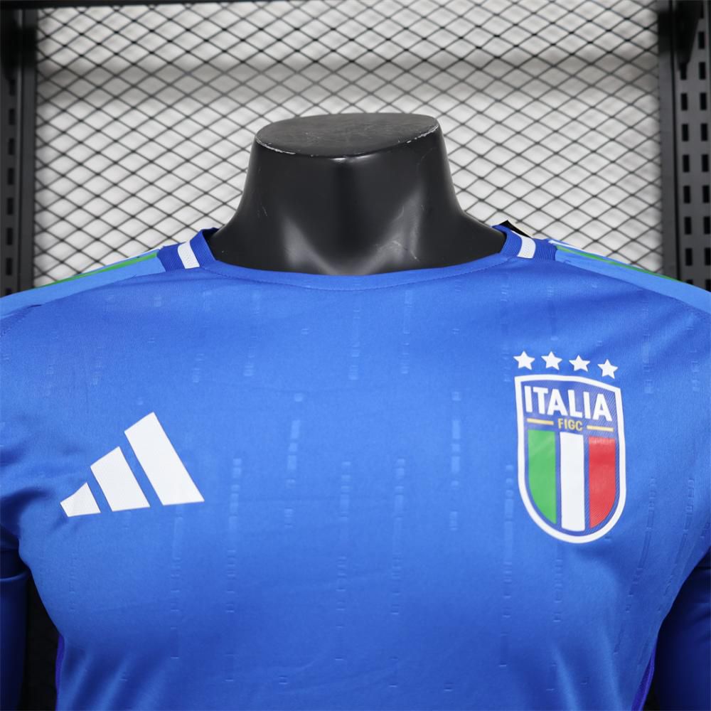 Player Version 2024 Italy Home Long Sleeve Jersey