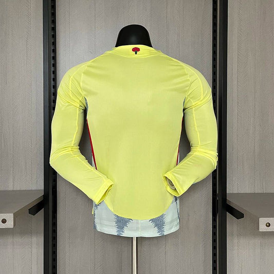 Player Version 2024 Spain Away Yellow Long Sleeve Jersey
