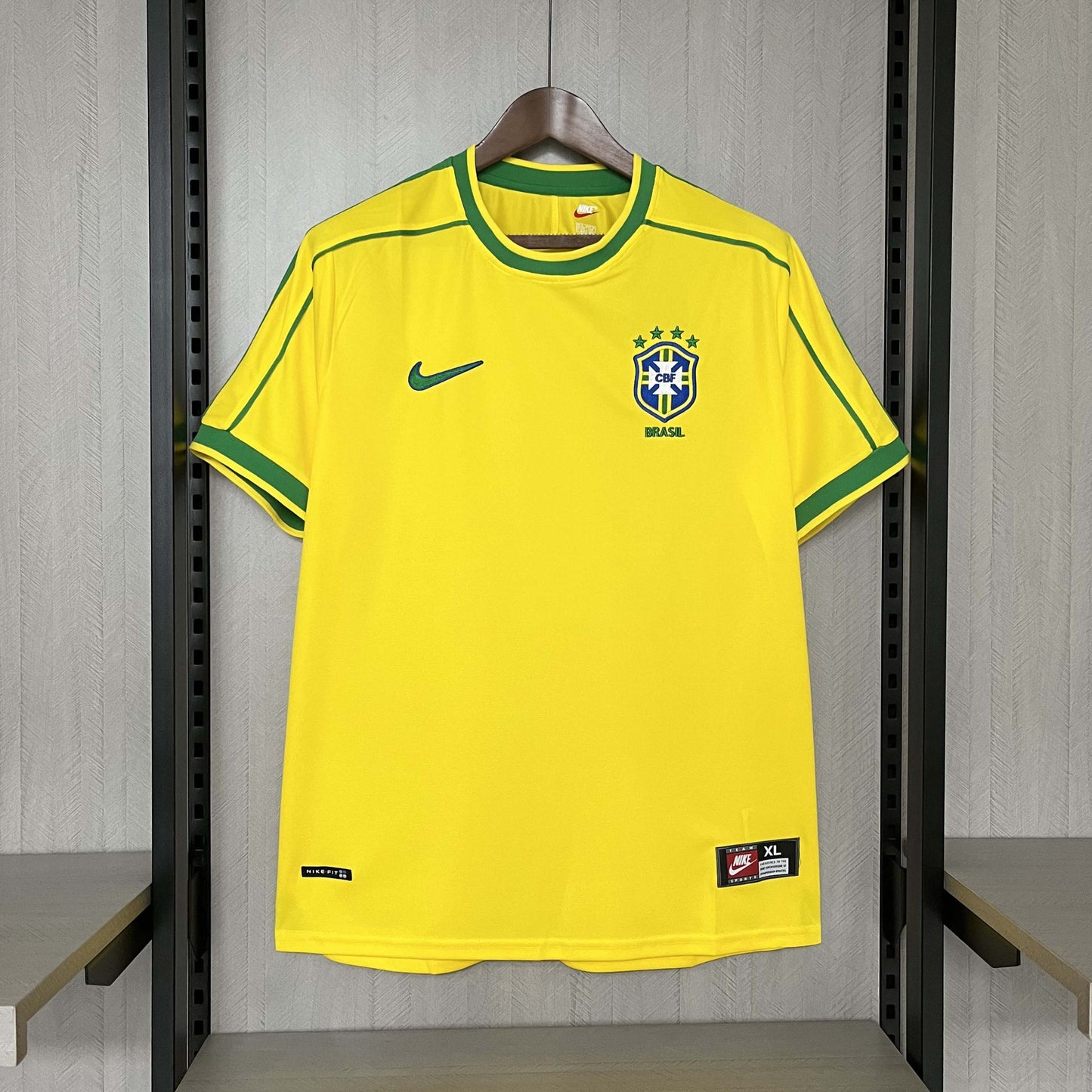 Retro 1998 Brazil Home Soccer Jersey