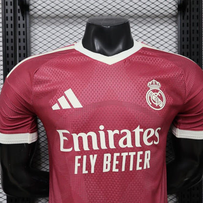 Player Version 25/26 Real Madrid Burgundy with All-Over Crest Pattern Jersey