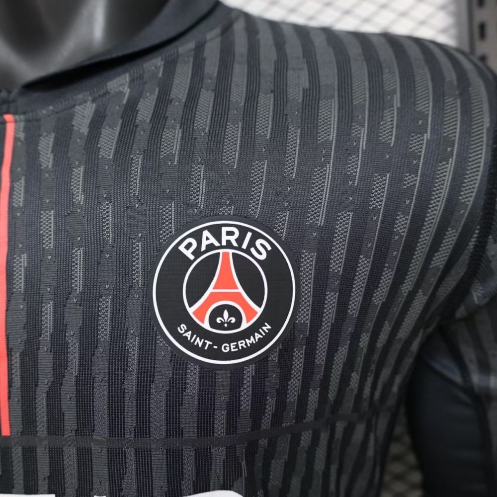 Player Version PSG 25/26 Paris Saint-Germain Black with Grey Long Sleeve Jersey