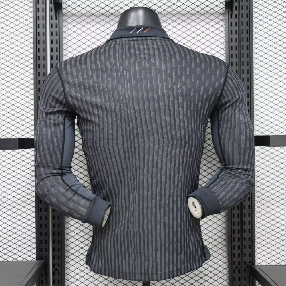 Player Version PSG 25/26 Paris Saint-Germain Black with Grey Long Sleeve Jersey