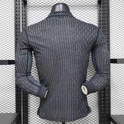 Player Version PSG 25/26 Paris Saint-Germain Black with Grey Long Sleeve Jersey