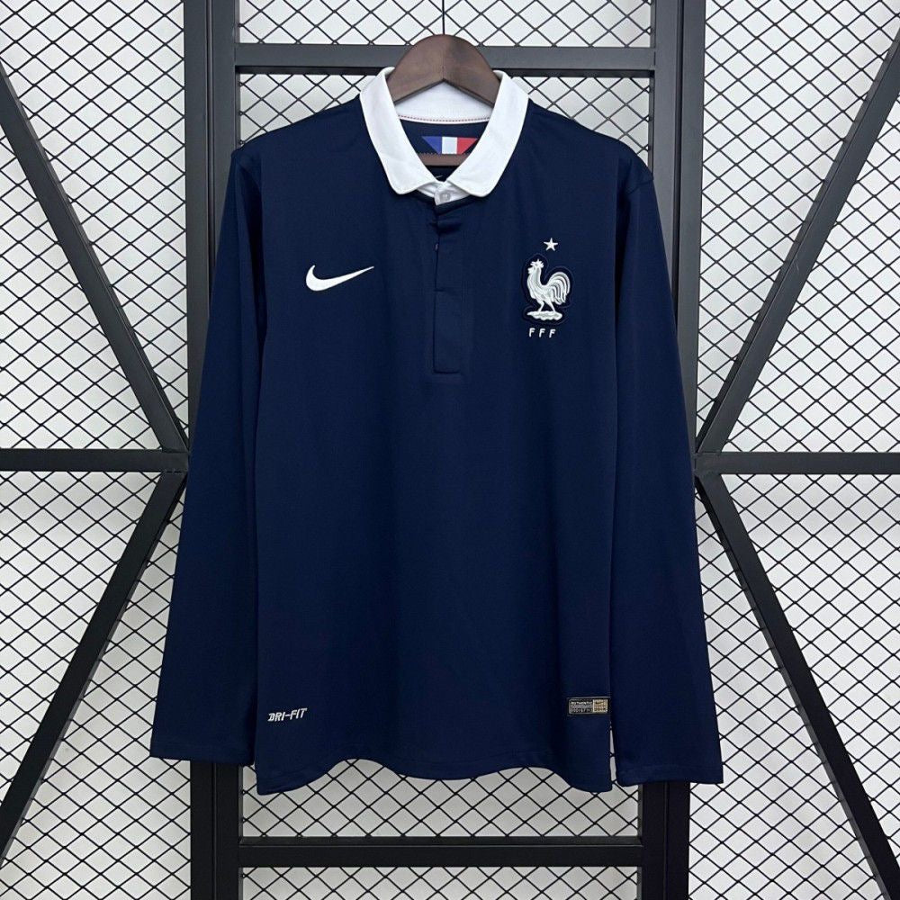 Retro 2014 France Home Long Sleeve Jersey