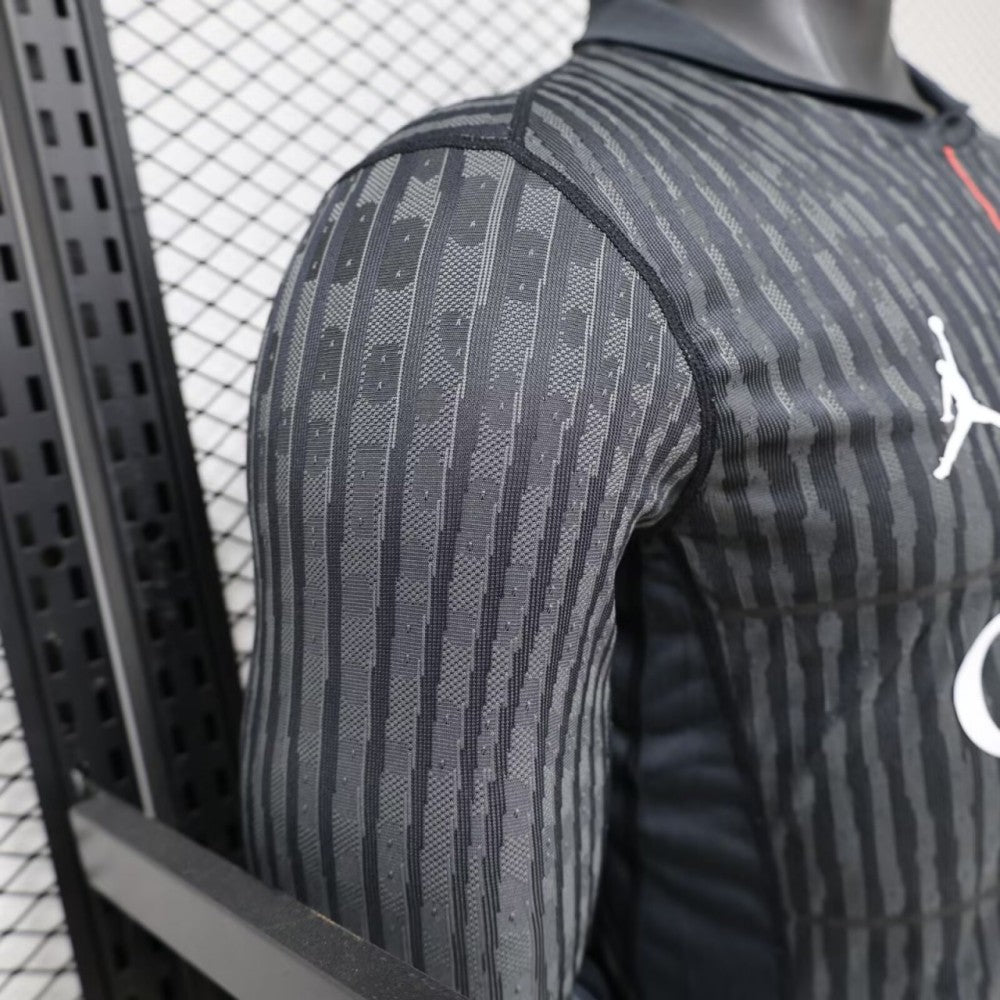 Player Version PSG 25/26 Paris Saint-Germain Black with Grey Long Sleeve Jersey