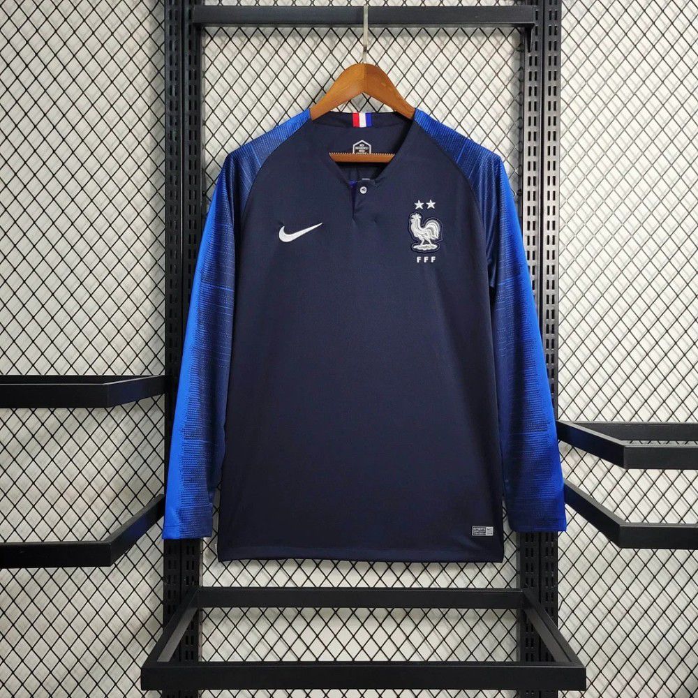 Retro 2018 France Home Long Sleeve Jersey