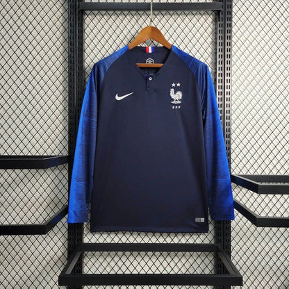 Retro 2018 France Home Long Sleeve Jersey