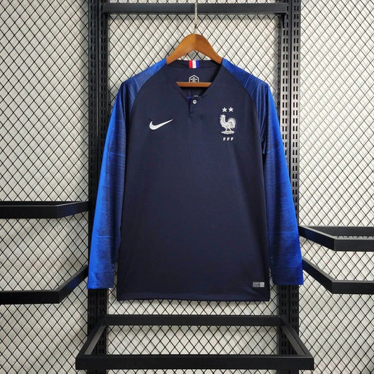 Retro 2018 France Home Long Sleeve Jersey