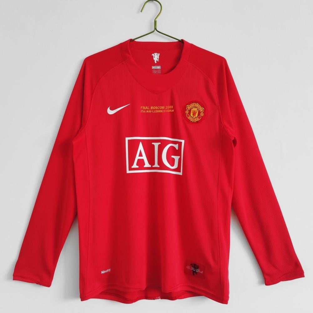 Retro Long Sleeve 07-08 Manchester United Champions League Version Home Jersey