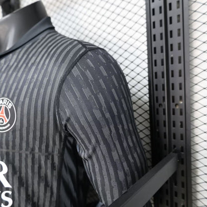 Player Version PSG 25/26 Paris Saint-Germain Black with Grey Long Sleeve Jersey