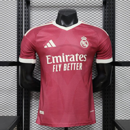 Player Version 25/26 Real Madrid Burgundy with All-Over Crest Pattern Jersey
