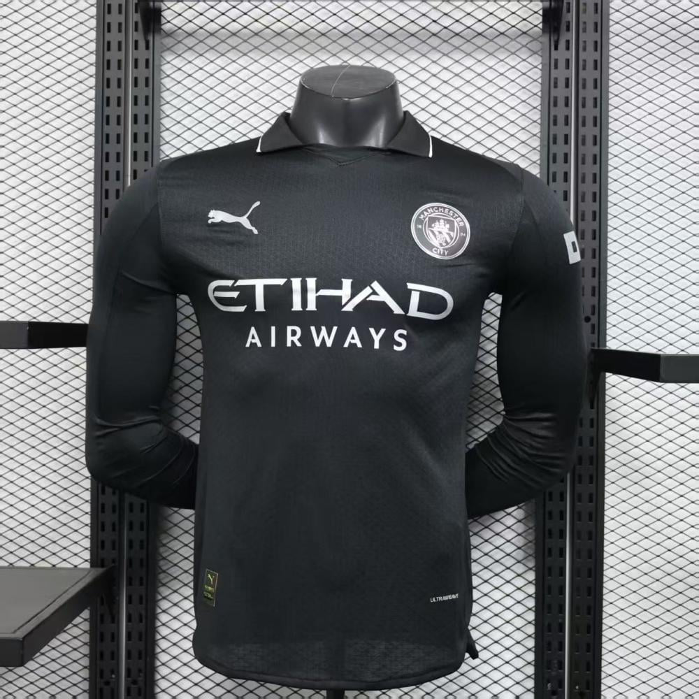 Player Version 25/26 Manchester City Away Long Sleeve Black Jersey