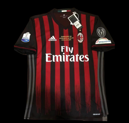 Retro 16 17 AC Milan Home Jersey Supercoppa TIM Juventus VS AC Milan With Supercoppa Full