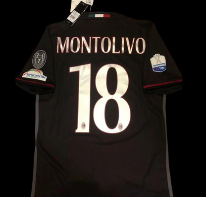 Retro 16 17 AC Milan Home Jersey Supercoppa TIM Juventus VS AC Milan With Supercoppa Full