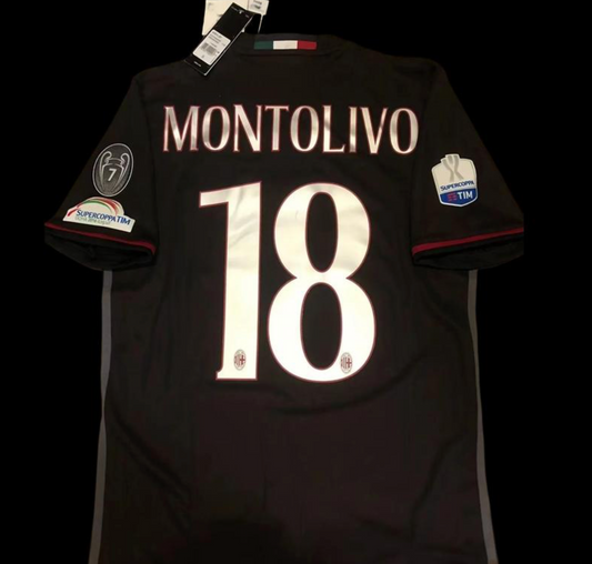 Retro 16 17 AC Milan Home Jersey Supercoppa TIM Juventus VS AC Milan With Supercoppa Full