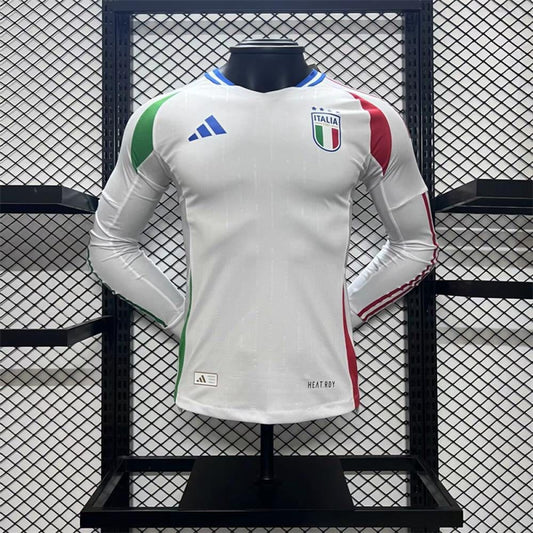 Player Version 2024 Italy Away White Long Sleeve Jersey