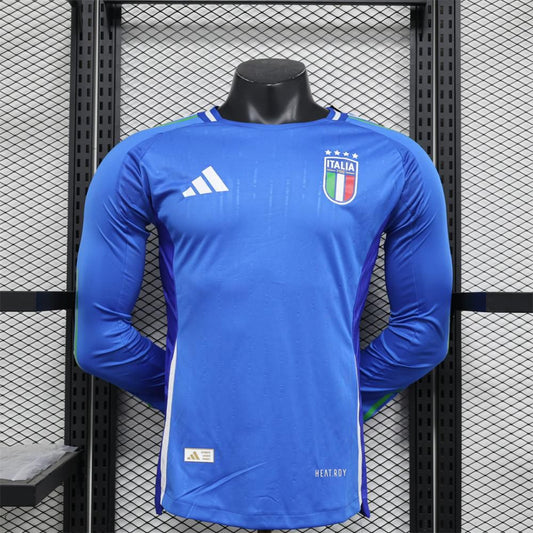 Player Version 2024 Italy Home Long Sleeve Jersey