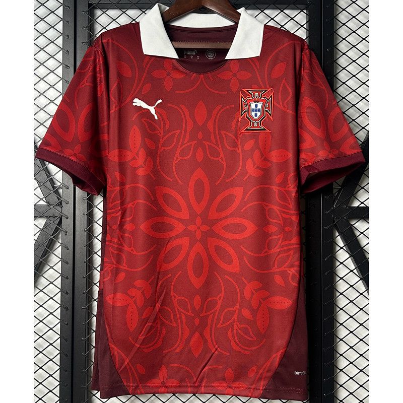 2025 Portugal National Team Burgundy with Floral Pattern Jersey