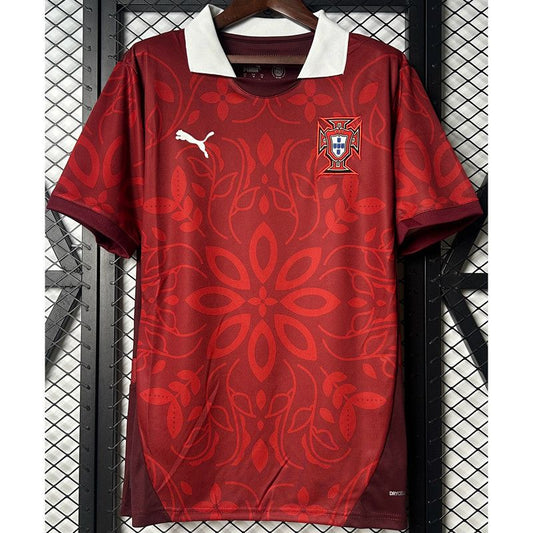 2025 Portugal National Team Burgundy with Floral Pattern Jersey