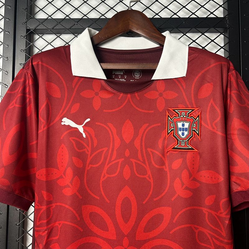 2025 Portugal National Team Burgundy with Floral Pattern Jersey