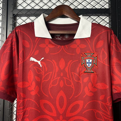 2025 Portugal National Team Burgundy with Floral Pattern Jersey