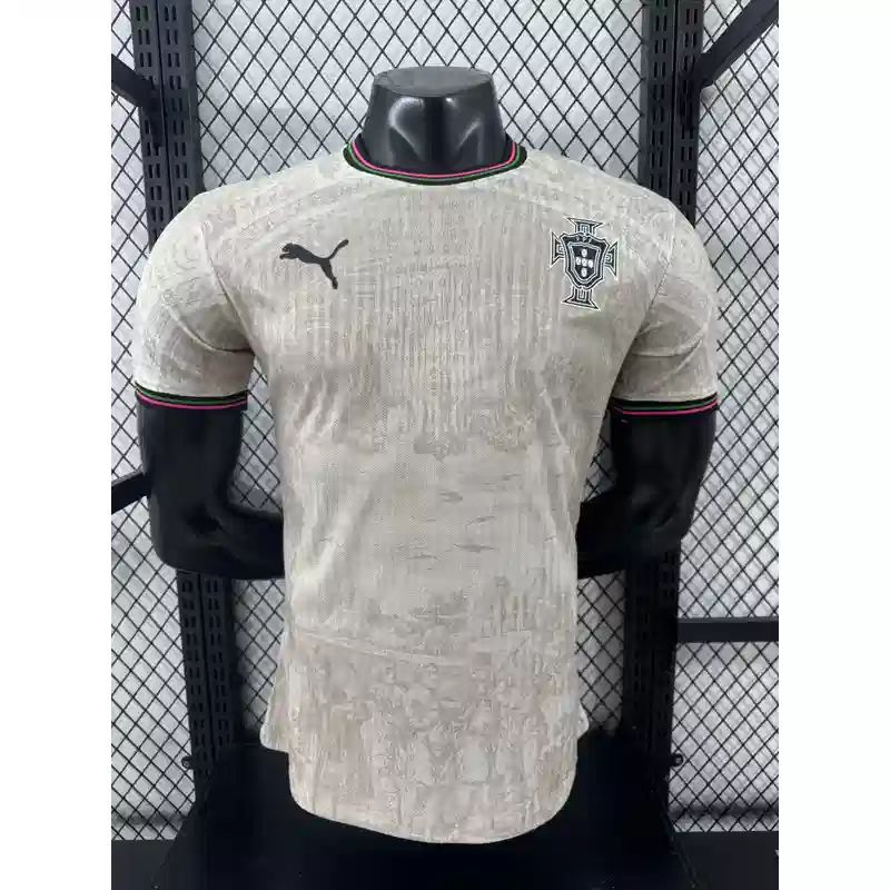 Player Version 2025 Portugal Away White with Subtle Pattern Jersey
