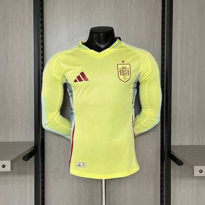 Player Version 2024 Spain Away Yellow Long Sleeve Jersey