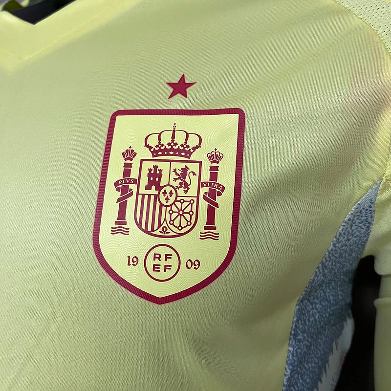 Player Version 2024 Spain Away Yellow Long Sleeve Jersey