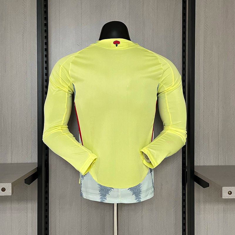 Player Version 2024 Spain Away Yellow Long Sleeve Jersey
