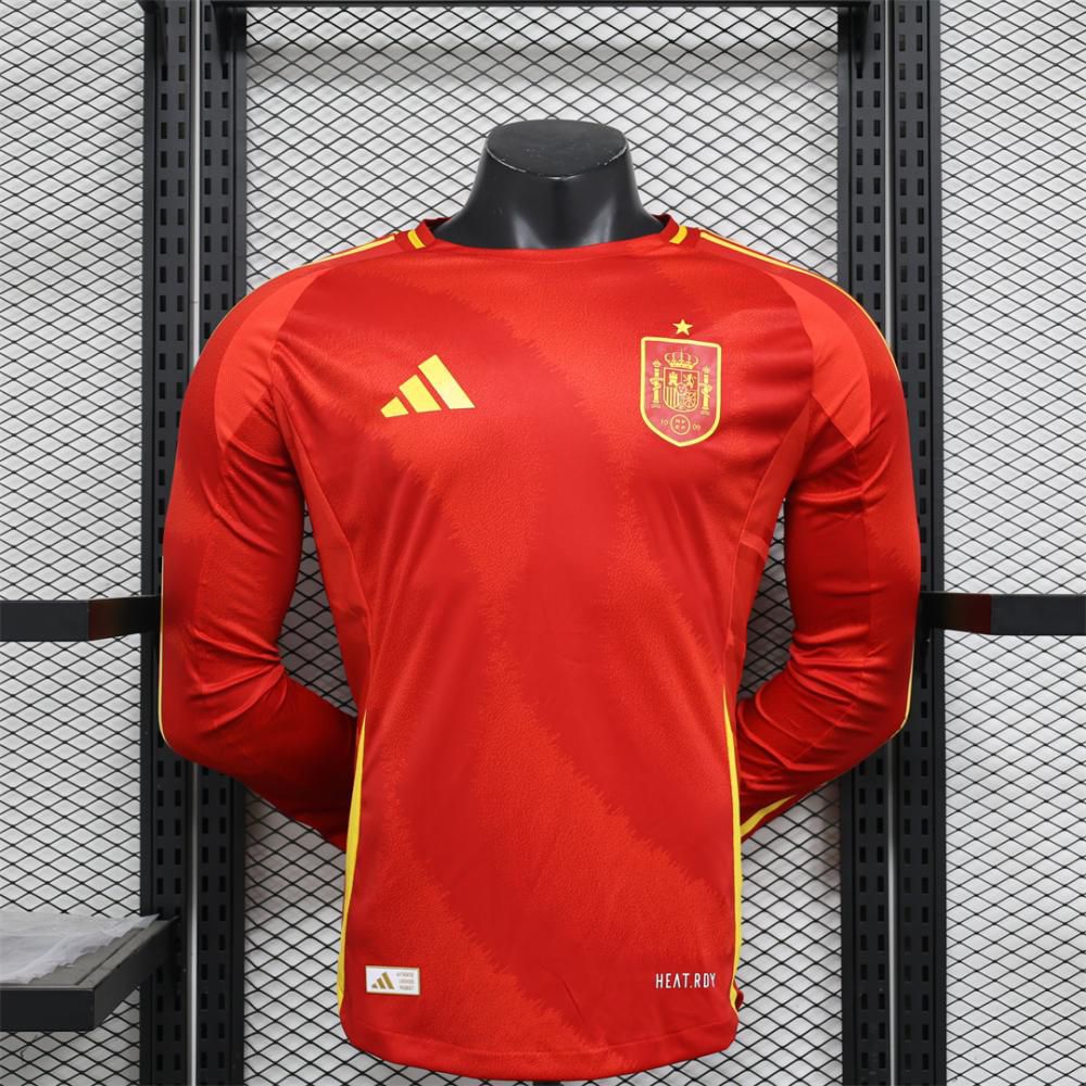 Player Version 2024 Spain Home Long Sleeve Jersey